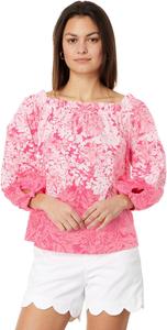 Топ Lilly Pulitzer Jamielynn Long Sleeve Off The Shoulder Top, цвет Roxie Pink Shadow Dancer Engineered