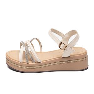 Сандалии с одним ремешком 5 см женские ZHR, Beige