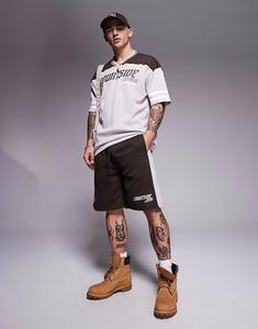 Свободные шорты с логотипом Sports и контрастной вставкой коричневого цвета Courtside