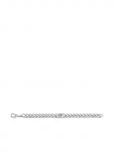 Браслет с пластиной-логотипом и плетением "якорная цепь" Philipp Plein, серебристый