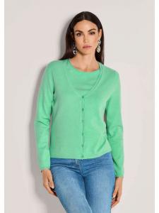 MADELEINE Простой кардиган с коротким рукавом, изумрудно-меланжевого цвета