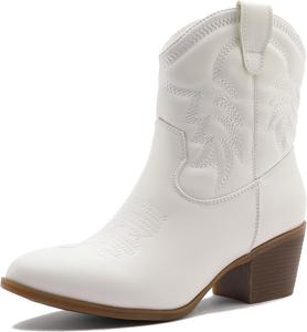 Женские полусапожки GLOBALWIN вестерн-ковбойские, модные ковбойские сапоги для женщин с низким каблуком, 22Yy10 White