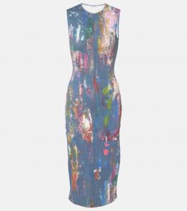 Платье миди из хлопковой смеси с принтом Enka Acne Studios, Blue Multi