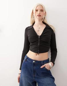 Длинный ребристый джемпер Guess Originals в антрацитовом цвете