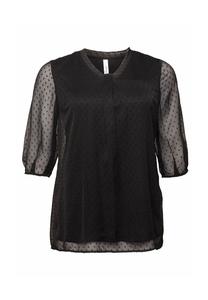 Туника с шифоновыми рукавами и тканым узором sheego, черный