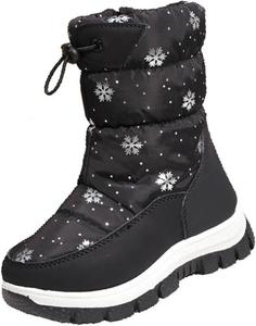 Девочкам зимние теплые сапоги с мехом, средние по голени, водонепроницаемые, с легким надеванием, для активного отдыха и походов, ботинки на щиколотку, противоскользящие для ходьбы Generic, Black