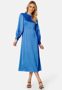 Повседневное платье LONG SLEEVE SATIN MIDI DRESS Bubbleroom, темно-синий