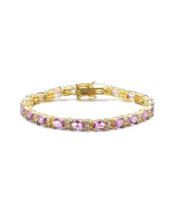 Теннисный браслет из стерлингового серебра с цветными кубическими цирконами, покрытый белым золотом, 14-каратным золотом или 18-каратным розовым золотом Genevive, rose