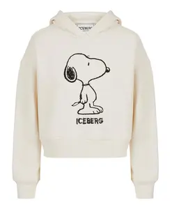 Хлопковая худи укороченного кроя ванильного цвета с вышивкой. Iceberg, белый