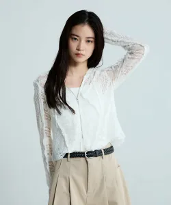 Худи с кружевной отделкой в косой технике Jeanasis, цвет White(05)