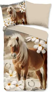 Пододеяльник Pure 135x200 + 1* 80x80 см - лошадь и цветы Muller Textil