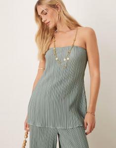 Топ-бандо с плиссированным подолом нежно-зеленого цвета Yas