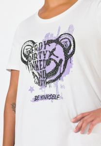 Футболка с принтом BOXY CUT TEDDY PATTERN HALF SLEEVES Angel of Style, фиолетовый