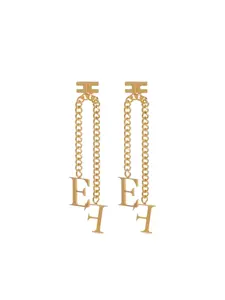 Серьги-цепочки с подвесками-логотипами Elisabetta Franchi, золотой