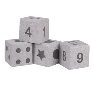 KiddyMoon Мягкие строительные блоки 14 см Светло-серый принт 4 игрушки из пеноматериала