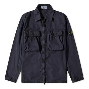 Куртка brushed cotton 2-pocket shirt jacket 'navy' Stone Island, синий