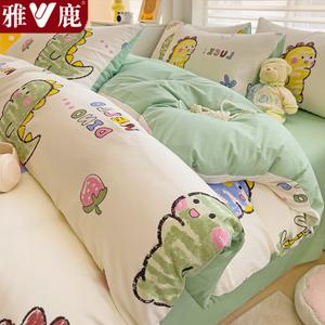 Yalu Пододеяльник 200х230 см из хлопка, ткань Washed Cotton, принт Dinosaur Family