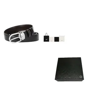 MONTBLANC Реверсивный кожаный ремень, Box+Shopping Bag (Shopping Bag+Box+Dust Bag)