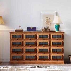 Yu Senyi Комод 70х43х83 см для гостиной с деревянными ящиками и настенным стеклом, 8 ящиков, полностью собран
