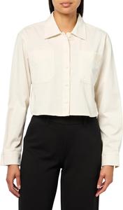 HUGO Женская укороченная рубашка на пуговицах с логотипом в виде сердца, Natural White