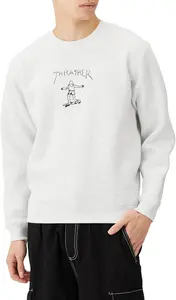 Мужская толстовка Thrasher TH8428 с круглым вырезом (графический принт в стиле скейтбординга) Классическая модель, черный