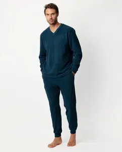 Мужская пижама длинная из специальной ткани с голубой текстурой Admas