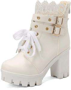 Женские ботильоны на платформе с высокими каблуками MRKEWUNEY, 62 Weiß