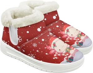 Зимние женские ботинки, утепленные флисом, теплые короткие ботильоны для улицы, противоскользящие и удобные Hechitok, Christmas Axolotl