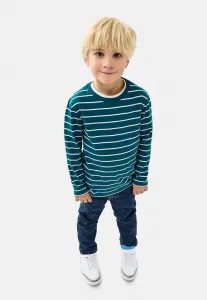 Полосатая футболка с длинными рукавами Band Of Rascals, Petrol Cream