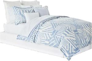 Ralph Lauren Комплект постельного белья, 3 предмета, размер Queen (пододеяльник 203x229 см, простыня 152x203 см, наволочка 51x76 см), сине-белый геометрический узор