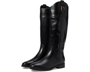 Женские черные кожаные сапоги Vionic Phillipa на молнии с круглым носком до колена