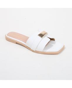Женские сандалии-шлепанцы Kallen с золотистой отделкой BERNESS, White