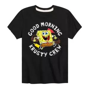 Футболка с принтом SpongeBob Krusty Crew для мальчиков 8-20 лет Nickelodeon, черный