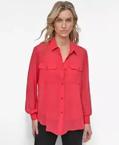 Женская блуза из шифона на пуговицах DKNY, красный