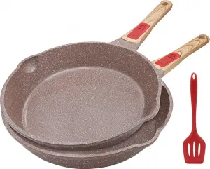Набор керамических антипригарных сковородок - полезные для здоровья - 2 шт. - коричневые - керамика Markenlos
