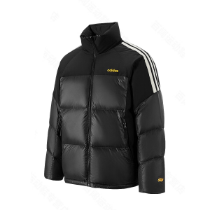Adidas Мужская пуховая куртка, черная, с воротником-стойкой, средней жесткости