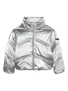 Пуховик с эффектом металлик Zadig & Voltaire Kids, серебяный