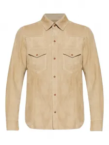 Замшевая рубашка с клапанами на карманах Eleventy, нейтральный