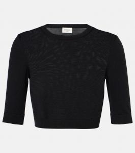 Короткий шерстяной топ Saint Laurent, нуар