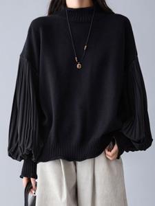 Вязаный топ с плиссированными рукавами для женщин