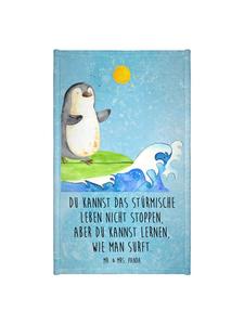 Mr. & Mrs. Panda Полотенце с изображением пингвина-серфера и надписью, ледяного синего цвета