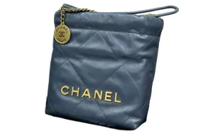 CHANEL Сумка 22Bag Shiny Calfskin Bucket Bag, Shoulder Bag, Crossbody Bag Mini Women's Haze Blue