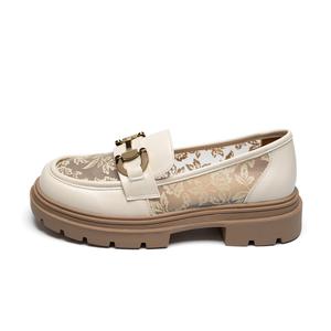 Женские лоферы бежево-черные ZHR