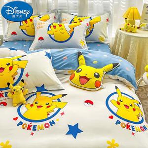 Disney Комплект постельного белья из 3 предметов, 120 см, простыня на резинке, хлопок, милый Пикачу