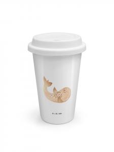 Mr. & Mrs. Panda Термокружка с герметичным корпусом, в горизонтальном положении, без надписи, белого цвета