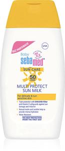 Солнцезащитный лосьон Sun Care Baby Multi Protect Sun Milk для детей SPF 50+ Sebamed, be kvapiųjų medžiagų 200 мл
