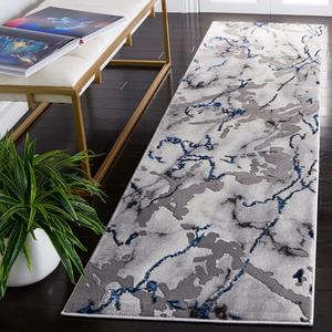 Ковер SAFAVIEH, 69 x 244 см, Craft Collection Runner, Grey & Blue, современный абстрактный дизайн, не линяет и прост в уходе, идеален для помещений с высокой проходимостью в гостиной, спальне (CFT852F)