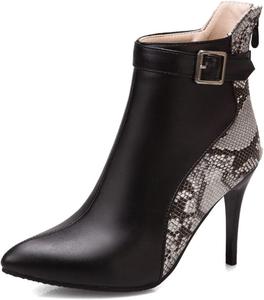 Женские модные ботильоны VOKLIN на высоком каблуке-шпильке с заостренным носком, боковой молнией и элегантным коротким дизайном, Black-Velvet Lined