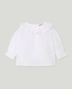 Базовая рубашка из плюмети с принтом, с отложным воротником и длинными рукавами для малышей Coconut El Corte Inglés, белый