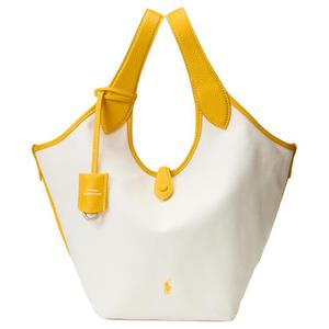 Polo Ralph Lauren Тканевая сумка-шоппер малая женская бело-желтая